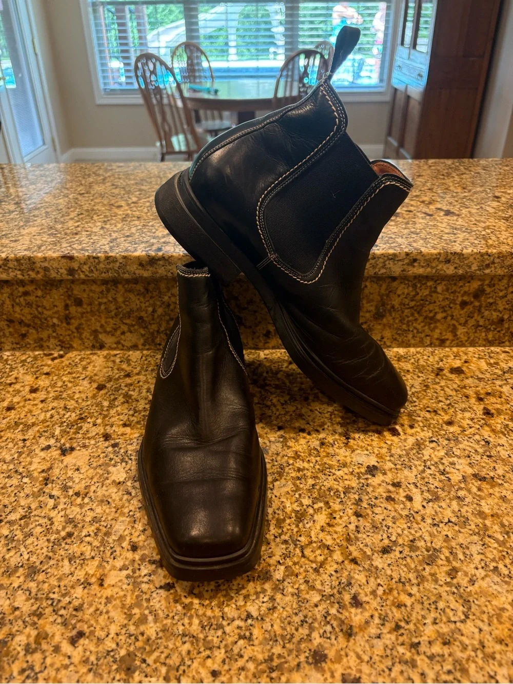 Donald Pliner Shine Nappa Chelsea Boots Men’s 11 Black Leather Square Toe